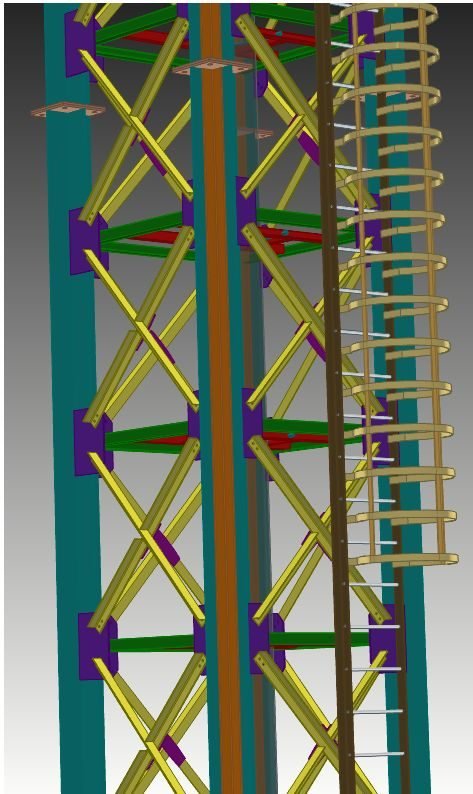 3D model of a tall multilevel parking tower